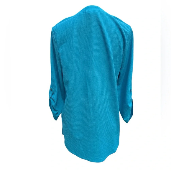 Floral & Ivy Women’s Turquoise Button-Up Blouse, Size M – Lightweight Casual Top - Picture 11 of 12